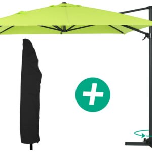 Parasol jardin déporté Alu "Sun 4" - Rectangle - 3 x 4 m + Housse de protection - Vert