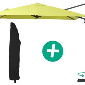 Parasol jardin déporté Alu "Sun 3" - Carré 3x3m - Vert + Housse de protection