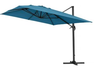 Parasol déporté Sun 4 3×4 m Bleu – Parasol de Jardin Résistant et Inclinable