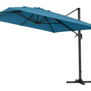 Parasol déporté Sun 4 3x4 m Bleu - Parasol de Jardin Résistant et Inclinable