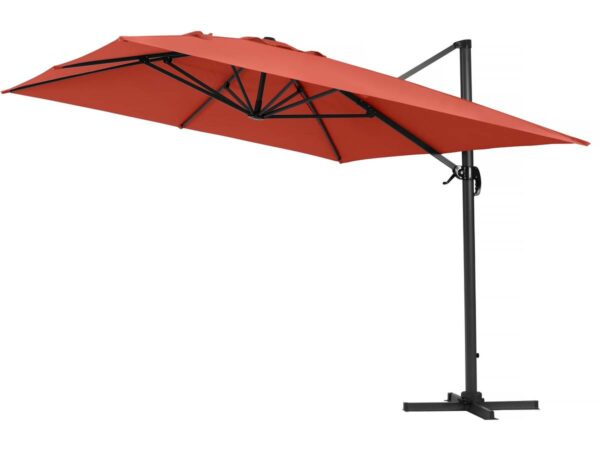 Parasol déporté "Sun 4" 3x4 m Rouge, Résistant, Anti-UV, Rotation 360° – Idéal Jardin & Terrasse