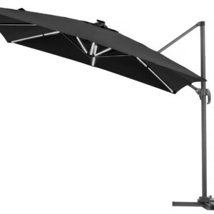 Parasol déporté avec LED "Sun 4 Luxe" 3x4m Noir - Solar, Inclinable & Rotatif