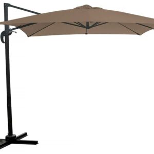 Parasol Déporté "Soleil" Carré 2.5 x 2.5 m Taupe - Design Moderne, Anti-UV, Pivotant 360°, Résistant à l'eau