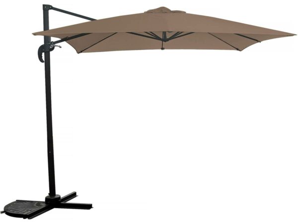 Parasol Déporté "Soleil" Carré 2.5 x 2.5 m Taupe - Design Moderne, Anti-UV, Pivotant 360°, Résistant à l'eau