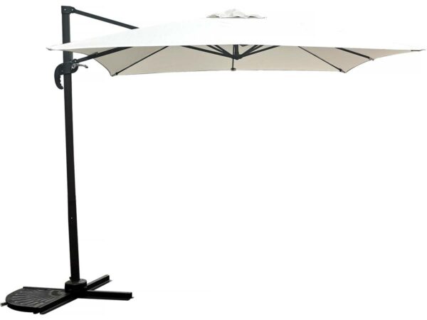 Parasol Jardin Déporté "Soleil" Carré - 2,5 x 2,5 m, Ecru, Anti-UV et Pivotant