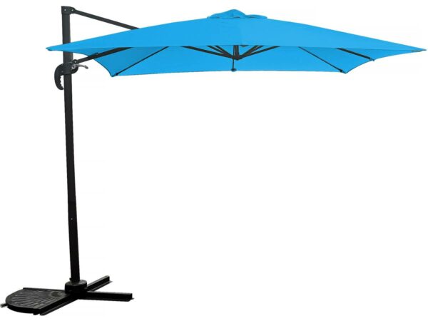 Parasol Jardin Déporté "Soleil" 2.5x2.5m Bleu - Design Moderne, Anti-UV, Pivotant 360°
