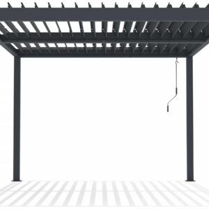 Pergola Bioclimatique avec LED "Windsor Premium" en Aluminium 3x4m - Gris Anthracite