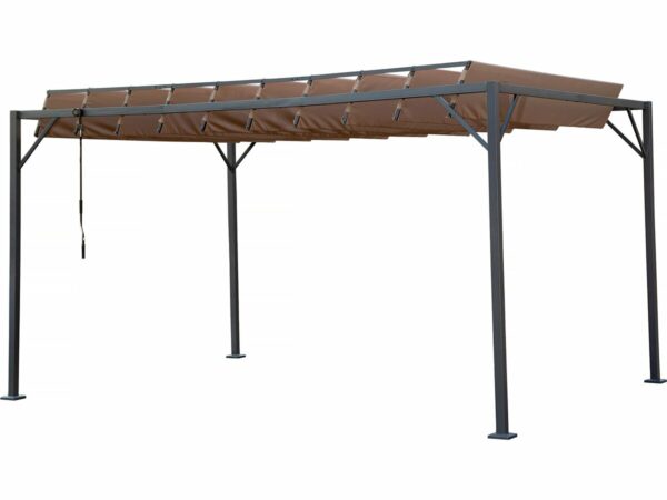 Pergola Bioclimatique en Tissu "Lodge" 3x4 m - Taupe | Résistante & Orientable
