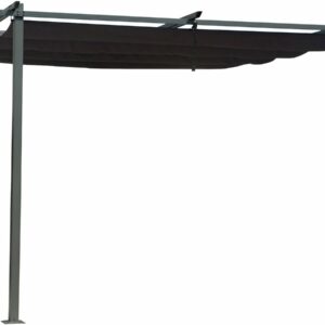 Pergola adossée 3x3 m gris anthracite avec toit rétractable - Résistance anti-UV et anti-rouille