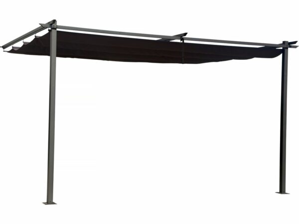 Pergola adossée avec toit rétractable 3x4 m Gris anthracite - Résistante, Anti-UV et Anti-rouille
