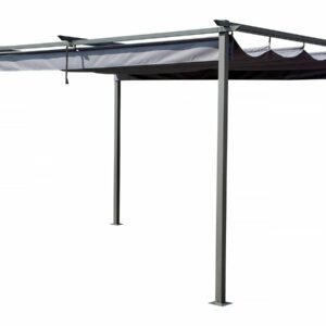 Pergola Rétreactable 3x4m Gris Anthracite - Structure Solide en Acier, Toit Anti-UV et Waterproof