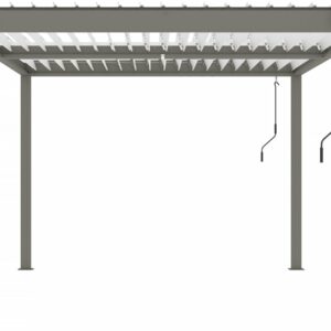 Pergola bioclimatique avec led "Windsor premium" en aluminium 3 x 4 - Taupe
