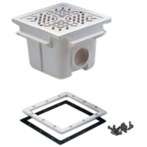 Bonde de fond carrée 210 x 210 mm avec grille en ABS – Blanc, Facile à Installer
