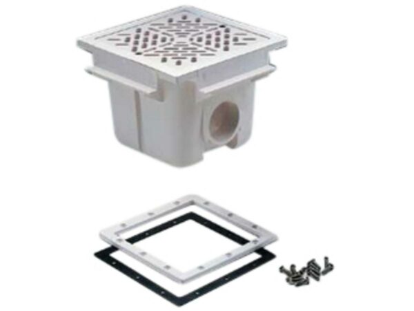 Bonde de fond carrée 210 x 210 mm avec grille en ABS – Blanc, Facile à Installer