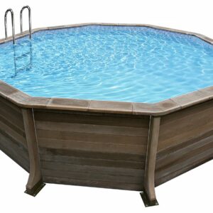 Piscine en Kit Décagonale en Béton Aspect Bois - 4.95 x 1.40 m - Installation Facile et Design Naturel