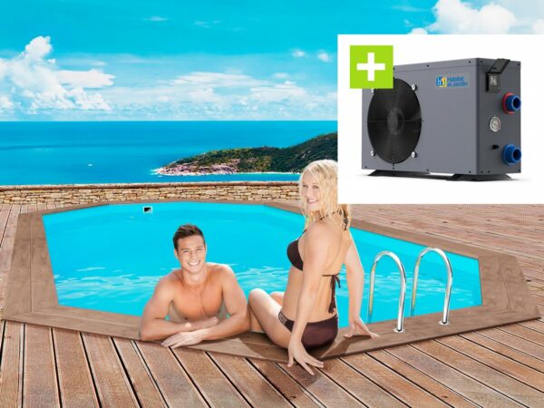 Piscine en Bois "Rio 120" avec Pompe à Chaleur 6.1 kW – Dimensions 5.60 x 3.70 m pour un Été en Famille