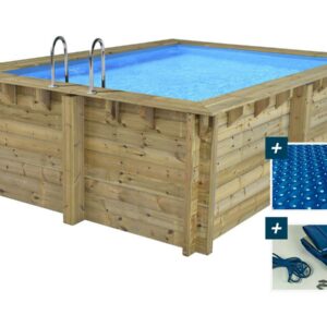 Piscine en bois rectangle "Caimans" 4.10 x 3.00 m avec bâche à bulles et accessoires | Rénovation & Aménagement
