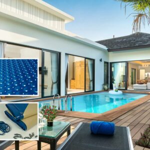 Piscine bois rectangle "Aruba" 5x3 m avec bâche à bulles et couverture hiver – Structure en Pin traité autoclave FSC