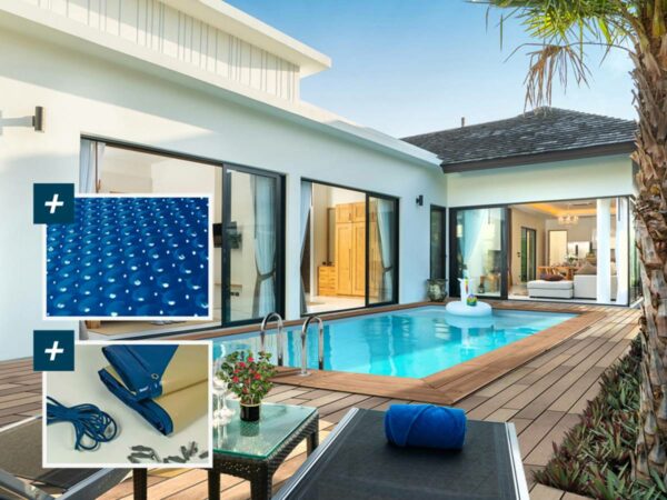 Piscine bois rectangle "Aruba" 5x3 m avec bâche à bulles et couverture hiver – Structure en Pin traité autoclave FSC