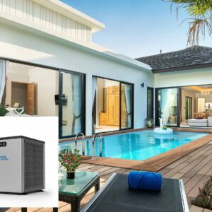 Piscine en bois rectangle "Aruba" 5x3m avec mini pompe à chaleur 3.5kW – Structure robuste en pin traité et filtration performante