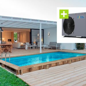 Piscine en bois rectangulaire "Tobago" 6.20 x 3.00 m avec pompe à chaleur 6.1 kW - Installation hors sol, semi-enterrée ou enterrée