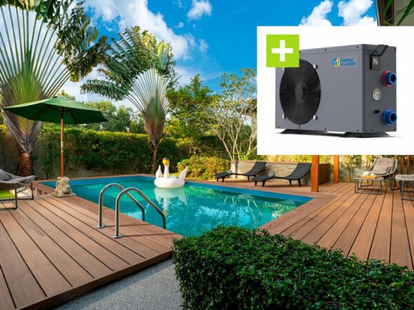 Piscine en bois rectangle "Panama" 6.20 x 4.10 m avec pompe à chaleur 6.1 kW – Installation semi-enterrée ou enterrée