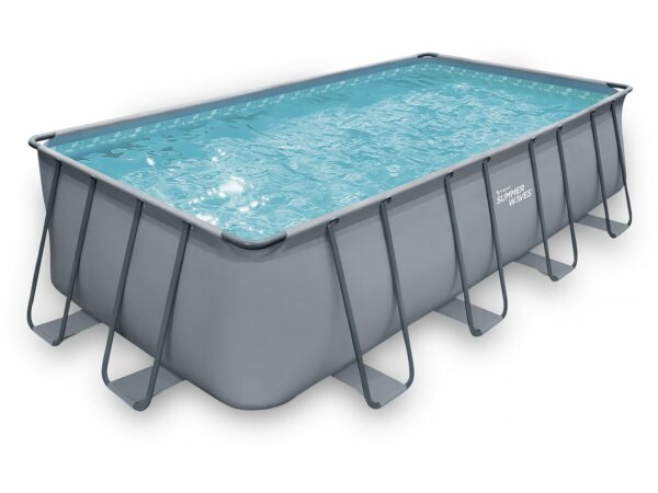 Piscine tubulaire grise "LUDO 2" - 4,01 x 2,01 x 1,22 m - filtration à sable 2.5 m³/h
