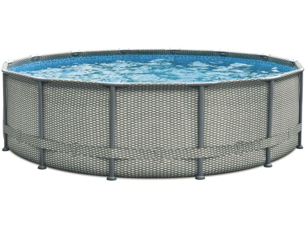 Piscine tubulaire "Elite" Ø 4,88 m avec liner imprimé, filtration 5.29 m³/h, échelle et accessoires - Idéal pour jardin