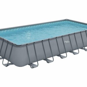 Piscine tubulaire rectangulaire grise "LUDO 5" 7.32 x 3.66 m – Sans filtration, accessoires inclus