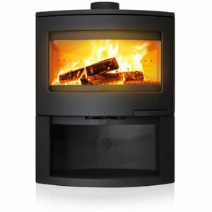 Poêle à bois en acier et fonte Calcias 9kW - Étanche, Flamme Verte 7 étoiles, Rénovation Eco-friendly
