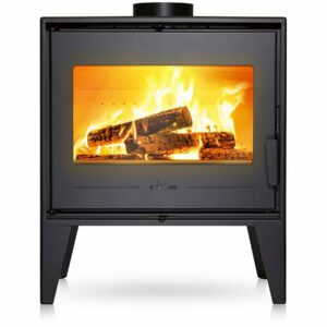 Poêle à bois en acier "Euros" 8 kW – Raccordable, Flammes Vertes 7 étoiles, Éco-responsable