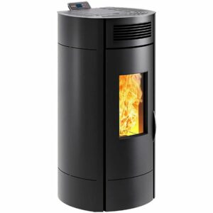 Poêle à granulés Lodi 10 Wi-Fi – Puissance 3 à 9,5 kW, Programmation Smartphone, Design Arrondi Noir
