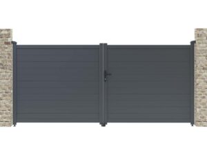 Portail aluminium « Marc » – 349.5 x 155.9 cm – Gris pour une entrée moderne et sécurisée