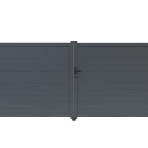 Portail aluminium "Marc" - 349.5 x 155.9 cm - Gris pour une entrée moderne et sécurisée