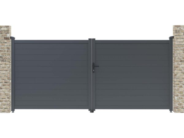 Portail aluminium "Marc" - 349.5 x 155.9 cm - Gris pour une entrée moderne et sécurisée