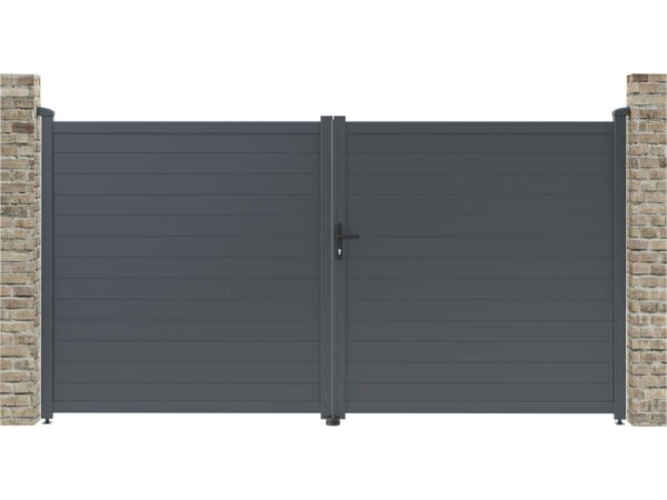 Portail aluminium "Marc" - 349.5 x 180.9 cm - Gris