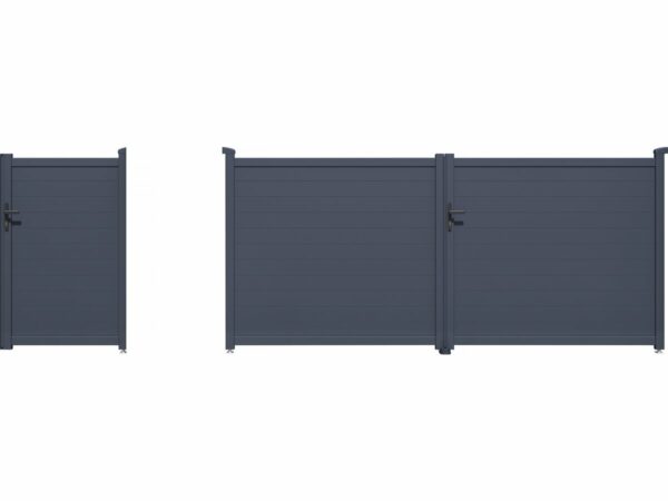 Pack Portail et Portillon "Marc" Gris en Aluminium Résistant et Facile à Installer