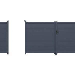 Pack Portail + Portillon "Marc" Gris en Aluminium – Résistant et Élégant pour votre Entrée