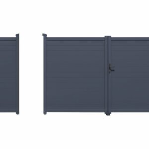 Pack portail et portillon "Marc" en aluminium gris – Résistant, élégant et facile à installer