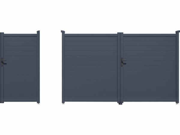 Pack portail et portillon "Marc" en aluminium gris – Résistant, élégant et facile à installer