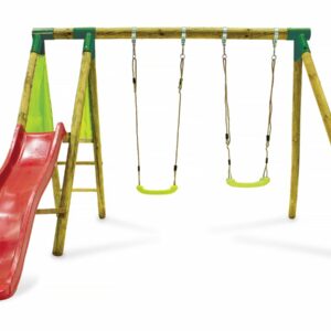 Portique en Bois "Balanga" avec Toboggan et Balançoire – Jeu Extérieur pour Enfants 3-12 ans