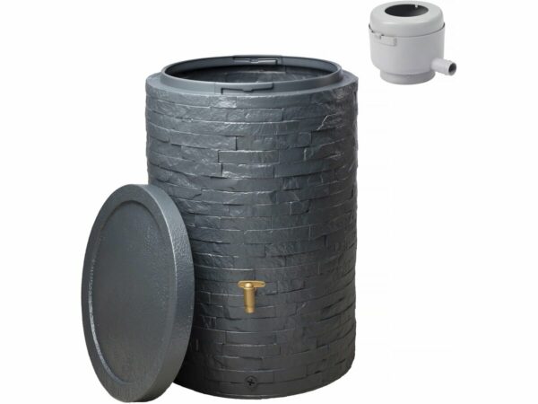 Kit d'Approvisionnement en Eaux Pluviales "Arondo" 250L Gris Graphite – Imitation Pierre Naturelle, Recyclé et Recyclable