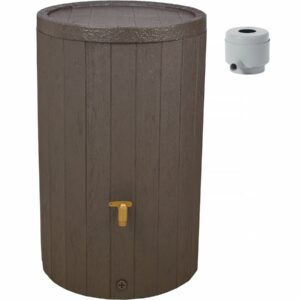 Kit récupérateur d'eau "Madera" 220L Brun - Esthétique, recyclé et facile à installer