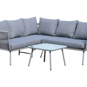 Salon de jardin en corde tressée "Zanzibar" - Gris clair
