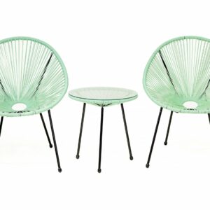 Ensemble de Jardin Acapulco "Liana" 2 Places - Vert Clair, Résistant aux UV, Style Rétro Moderne