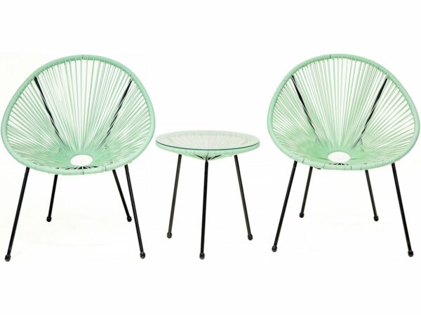 Ensemble de Jardin Acapulco "Liana" 2 Places - Vert Clair, Résistant aux UV, Style Rétro Moderne