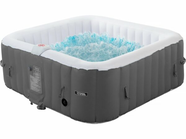 Spa Gonflable Riviera 6 Places en PVC Gris Blanc - Relaxation et Détente Faciles à Installer