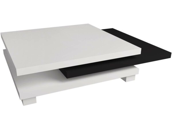 Table basse "Elena" 80x80x32 cm Blanc/Noir pour un intérieur moderne