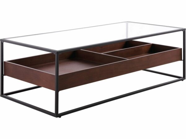 Table Basse "NEO" 120x60x40 cm – Verre trempé et bois naturel, design moderne et robuste