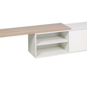 Table Basse "Melinda" Blanc/Chêne - Design Rectangulaire en Panneaux de Particules